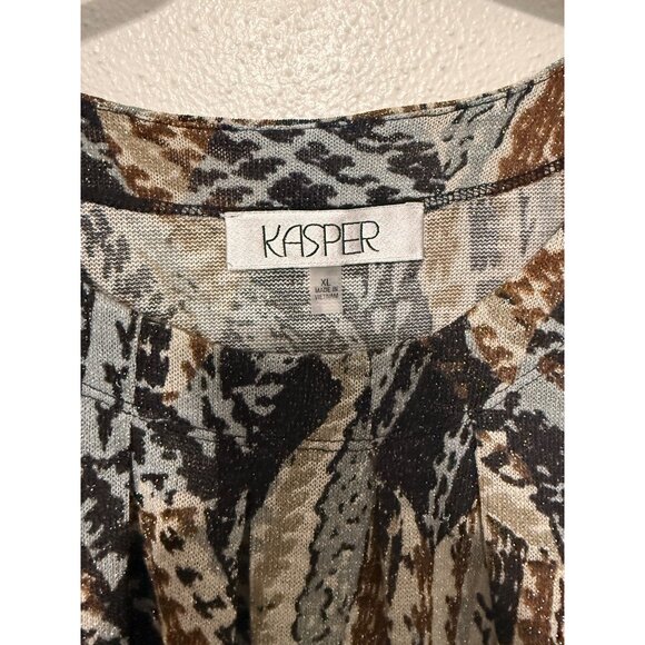 Kasper Tank Top Black Brown Gray Geometric with Metallic Thread Womans XL - Picture 3 of 5